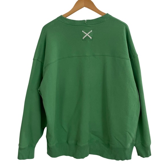 Aerie The Chill Sweatshirt Green Ice Cold Ski Resort Patches Womens Medium - Picture 2 of 11